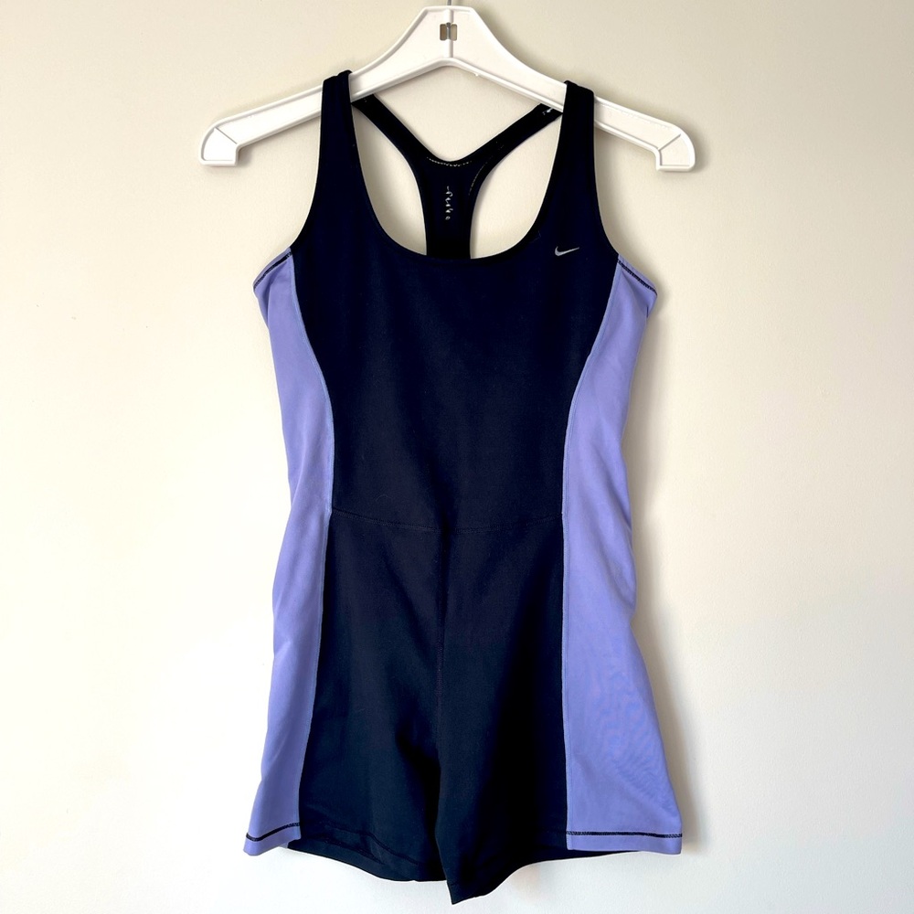 Nike Bodysuit Yoga Romper Black and Lanvender Womens M/L